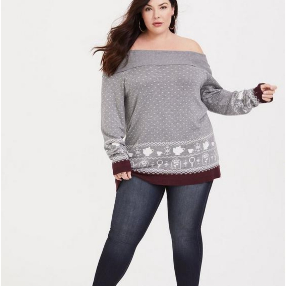 BEAUTY AND THE BEAST Soft Cozy Off Shoulder Sweater Women's 3X TORRID x DISNEY - Picture 12 of 12